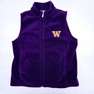 Huskies University of Washington Zip Up Fleece Vest Size Small/P